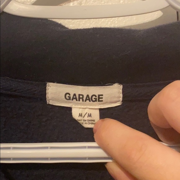 Quarter Zip Navy Blue Cropped Garage Sweater - Picture 2 of 2